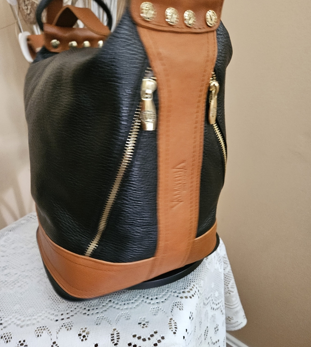 ,💞❣️Womens Valentinas Black and Browm Leather Bucket Hobo Shoulder Bag💘❣️ - Picture 5 of 14